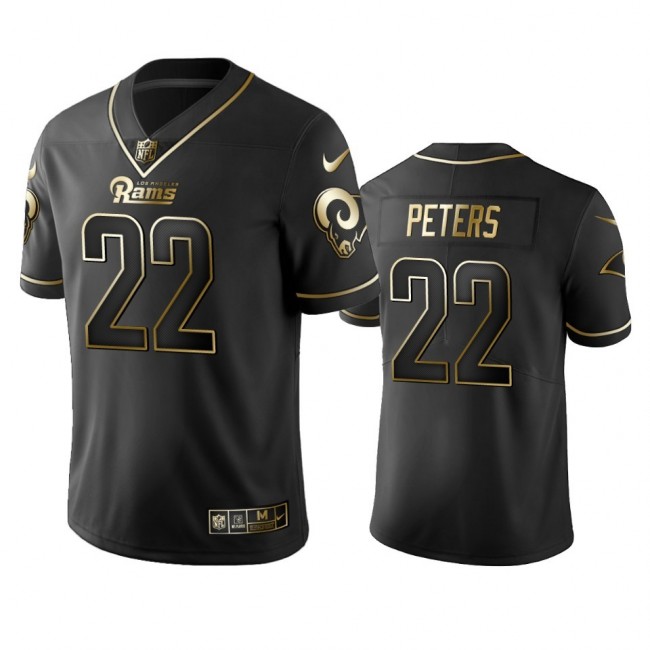 Nike Rams #22 Marcus Peters Black Golden Limited Edition Stitched NFL Jersey