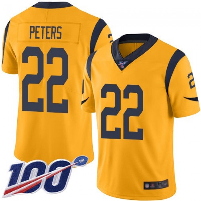 Nike Rams #22 Marcus Peters Gold Men's Stitched NFL Limited Rush 100th Season Jersey
