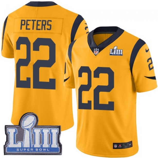 Nike Rams #22 Marcus Peters Gold Super Bowl LIII Bound Men's Stitched NFL Limited Rush Jersey