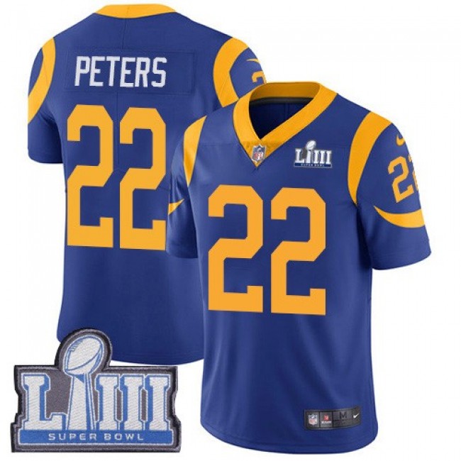 Nike Rams #22 Marcus Peters Royal Blue Alternate Super Bowl LIII Bound Men's Stitched NFL Vapor Untouchable Limited Jersey