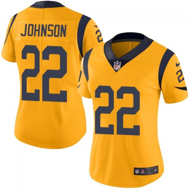 Women's Rams #22 Trumaine Johnson Gold Stitched NFL Limited Rush Jersey