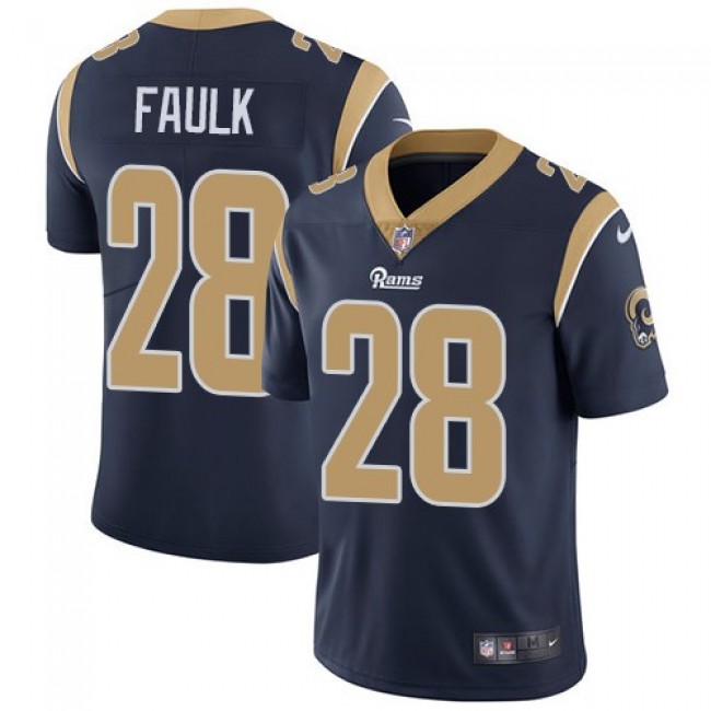 Nike Rams #28 Marshall Faulk Navy Blue Team Color Men's Stitched NFL Vapor Untouchable Limited Jersey