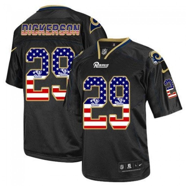Nike Rams #29 Eric Dickerson Black Men's Stitched NFL Elite USA Flag Fashion Jersey