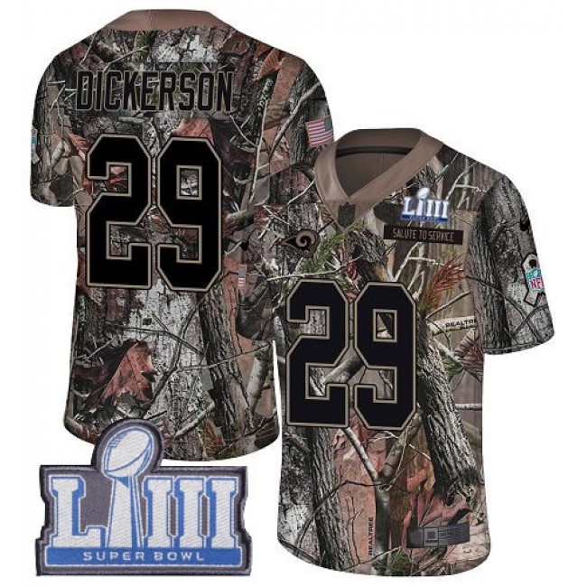 Nike Rams #29 Eric Dickerson Camo Super Bowl LIII Bound Men's Stitched NFL Limited Rush Realtree Jersey