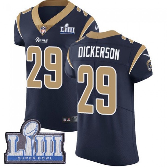 Nike Rams #29 Eric Dickerson Navy Blue Team Color Super Bowl LIII Bound Men's Stitched NFL Vapor Untouchable Elite Jersey