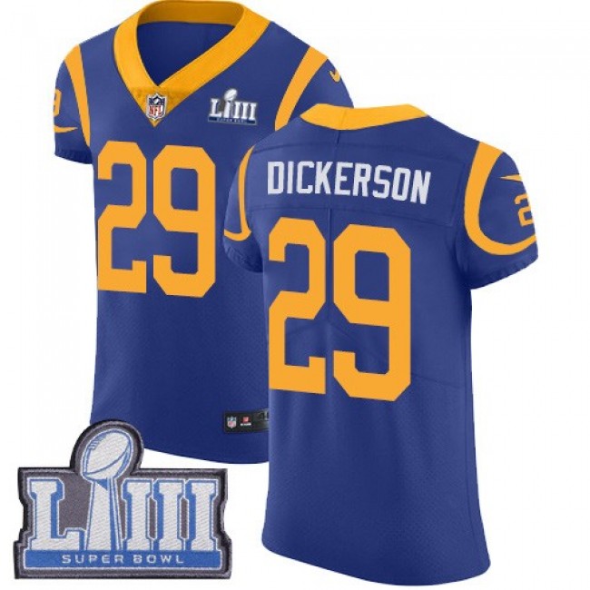 Nike Rams #29 Eric Dickerson Royal Blue Alternate Super Bowl LIII Bound Men's Stitched NFL Vapor Untouchable Elite Jersey
