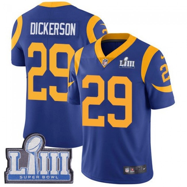 Nike Rams #29 Eric Dickerson Royal Blue Alternate Super Bowl LIII Bound Men's Stitched NFL Vapor Untouchable Limited Jersey