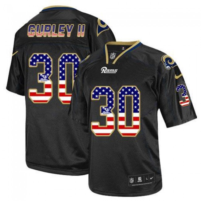 Nike Rams #30 Todd Gurley Black Men's Stitched NFL Elite USA Flag Fashion Jersey