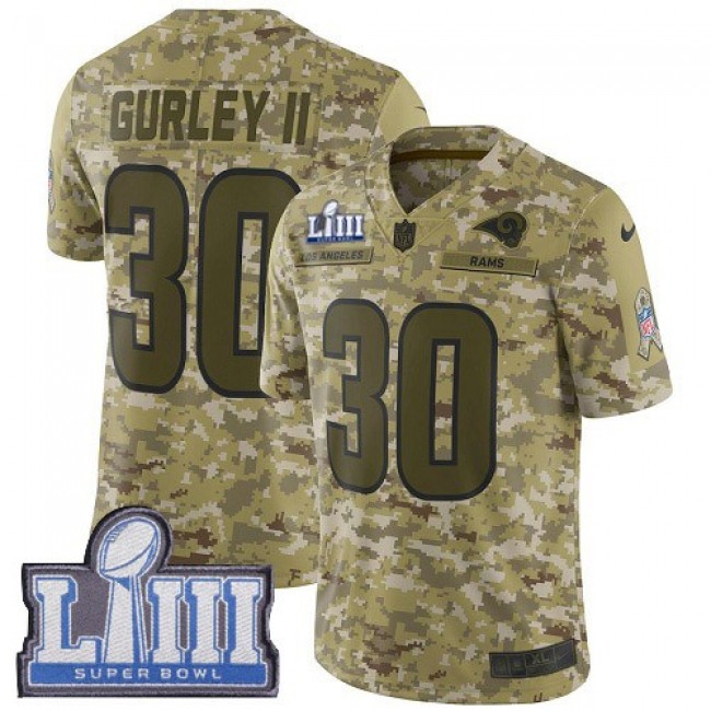 Nike Rams #30 Todd Gurley II Camo Super Bowl LIII Bound Men's Stitched NFL Limited 2018 Salute To Service Jersey