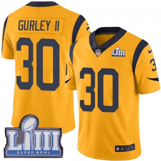 Nike Rams #30 Todd Gurley II Gold Super Bowl LIII Bound Men's Stitched NFL Limited Rush Jersey