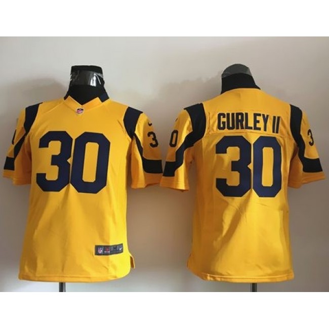 Los Angeles Rams #30 Todd Gurley II Gold Youth Stitched NFL Elite Rush Jersey