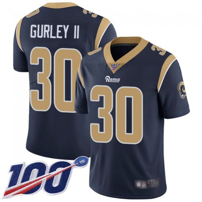 Nike Rams #30 Todd Gurley II Navy Blue Team Color Men's Stitched NFL 100th Season Vapor Limited Jersey