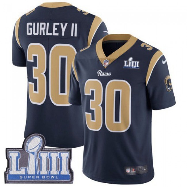 Nike Rams #30 Todd Gurley II Navy Blue Team Color Super Bowl LIII Bound Men's Stitched NFL Vapor Untouchable Limited Jersey