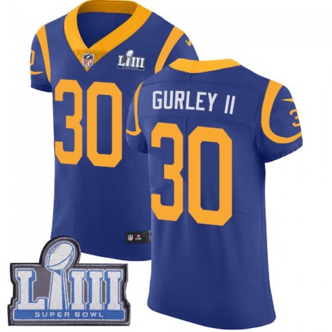 Nike Rams #30 Todd Gurley II Royal Blue Alternate Super Bowl LIII Bound Men's Stitched NFL Vapor Untouchable Elite Jersey