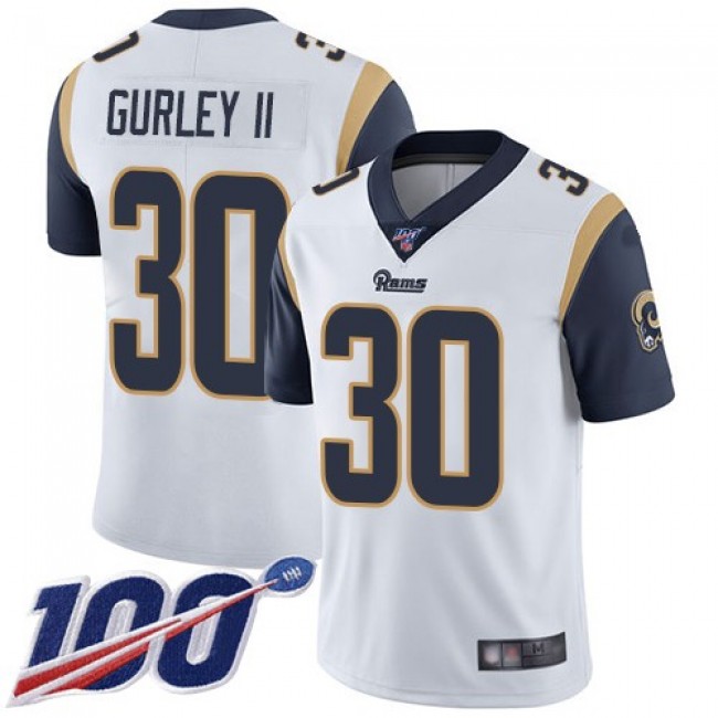 Nike Rams #30 Todd Gurley II White Men's Stitched NFL 100th Season Vapor Limited Jersey
