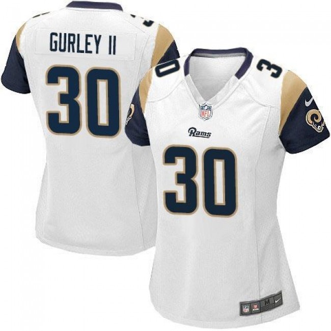 Women's Rams #30 Todd Gurley II White Stitched NFL Elite Jersey