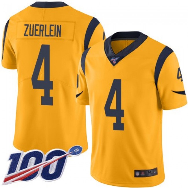 Nike Rams #4 Greg Zuerlein Gold Men's Stitched NFL Limited Rush 100th Season Jersey