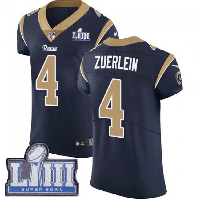 Nike Rams #4 Greg Zuerlein Navy Blue Team Color Super Bowl LIII Bound Men's Stitched NFL Vapor Untouchable Elite Jersey