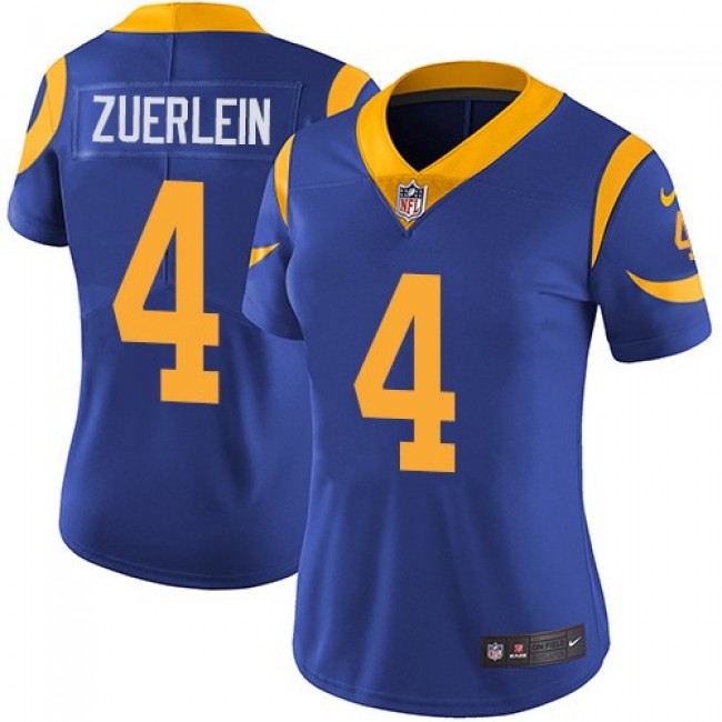 Women's Rams #4 Greg Zuerlein Royal Blue Alternate Stitched NFL Vapor Untouchable Limited Jersey