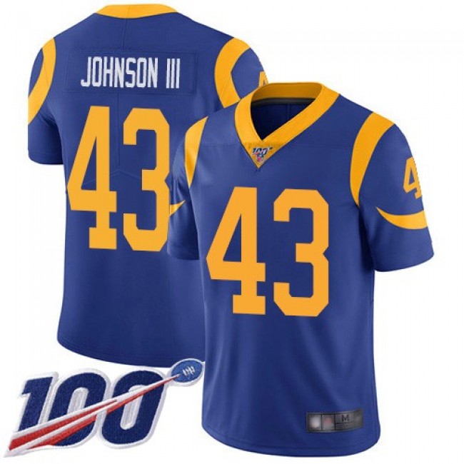 Nike Rams #43 John Johnson III Royal Blue Alternate Men's Stitched NFL 100th Season Vapor Limited Jersey