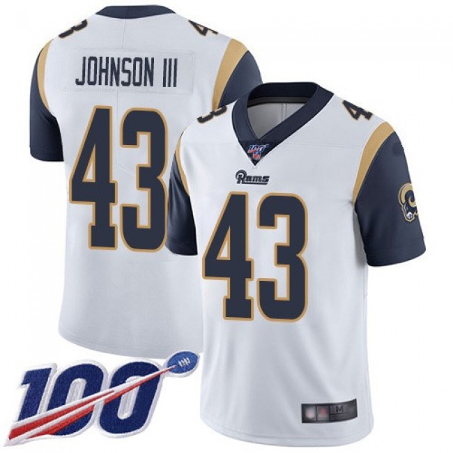 Nike Rams #43 John Johnson III White Men's Stitched NFL 100th Season Vapor Limited Jersey