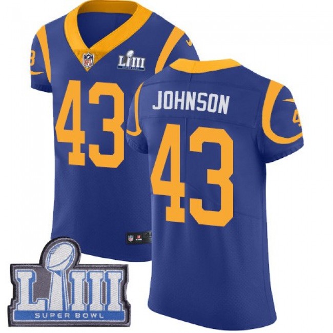 Nike Rams #43 John Johnson Royal Blue Alternate Super Bowl LIII Bound Men's Stitched NFL Vapor Untouchable Elite Jersey