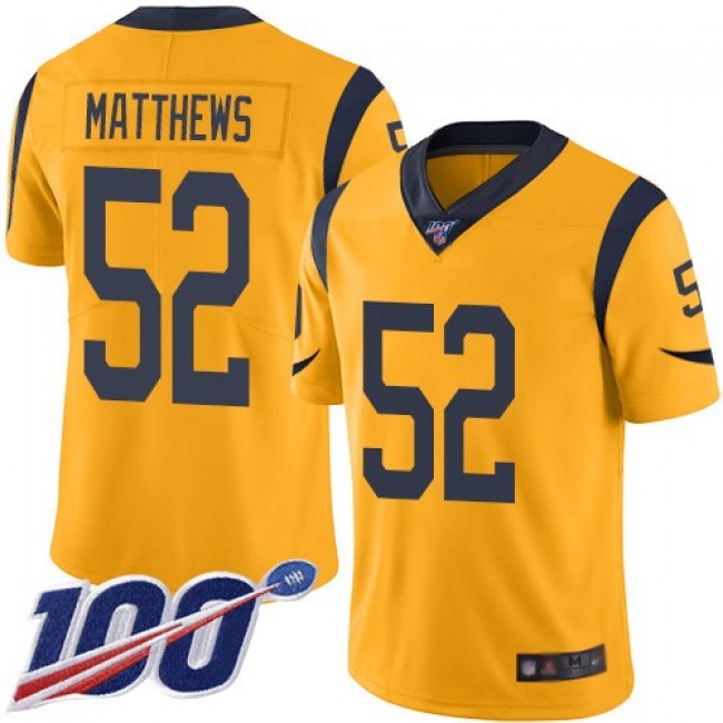 Nike Rams #52 Clay Matthews Gold Men's Stitched NFL Limited Rush 100th Season Jersey