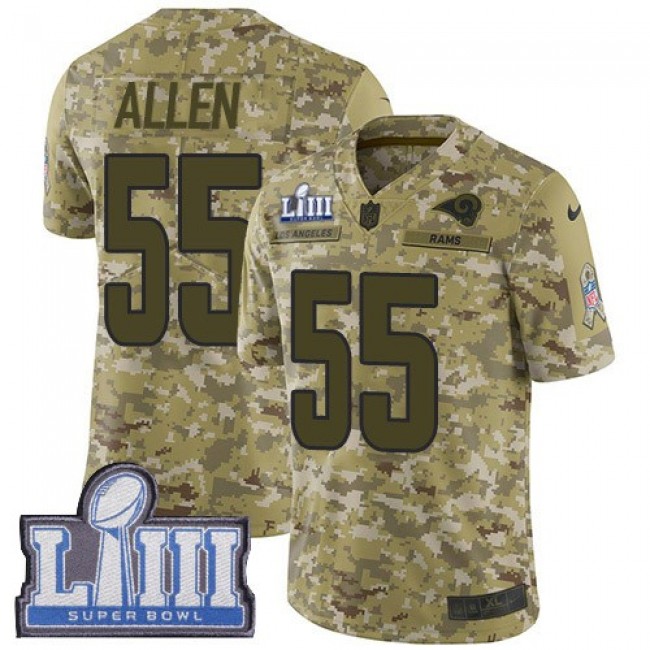 Nike Rams #55 Brian Allen Camo Super Bowl LIII Bound Men's Stitched NFL Limited 2018 Salute To Service Jersey