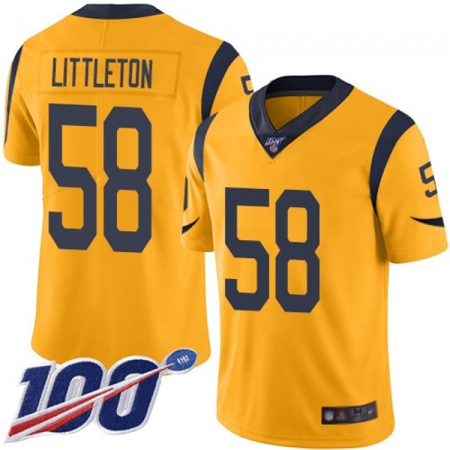 Nike Rams #58 Cory Littleton Gold Men's Stitched NFL Limited Rush 100th Season Jersey