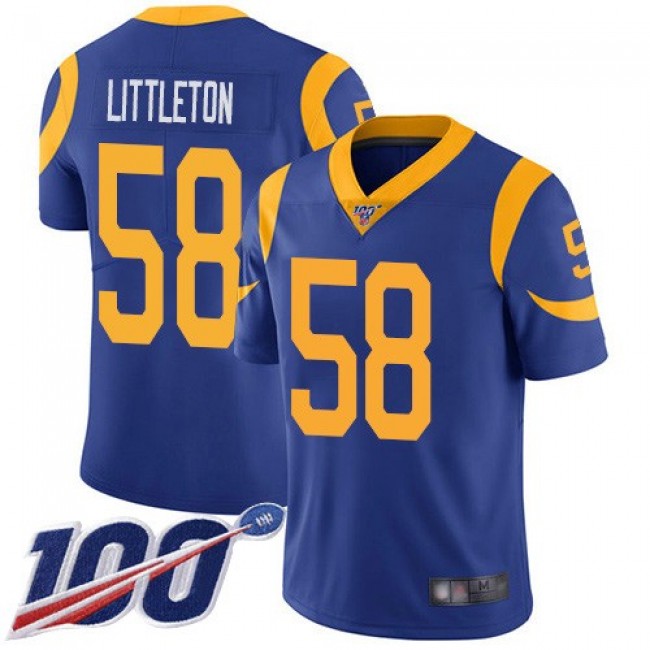 Nike Rams #58 Cory Littleton Royal Blue Alternate Men's Stitched NFL 100th Season Vapor Limited Jersey