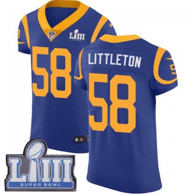 Nike Rams #58 Cory Littleton Royal Blue Alternate Super Bowl LIII Bound Men's Stitched NFL Vapor Untouchable Elite Jersey