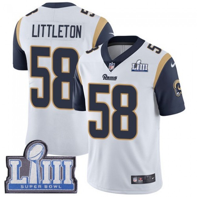 Nike Rams #58 Cory Littleton White Super Bowl LIII Bound Men's Stitched NFL Vapor Untouchable Limited Jersey