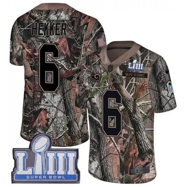 Nike Rams #6 Johnny Hekker Camo Super Bowl LIII Bound Men's Stitched NFL Limited Rush Realtree Jersey