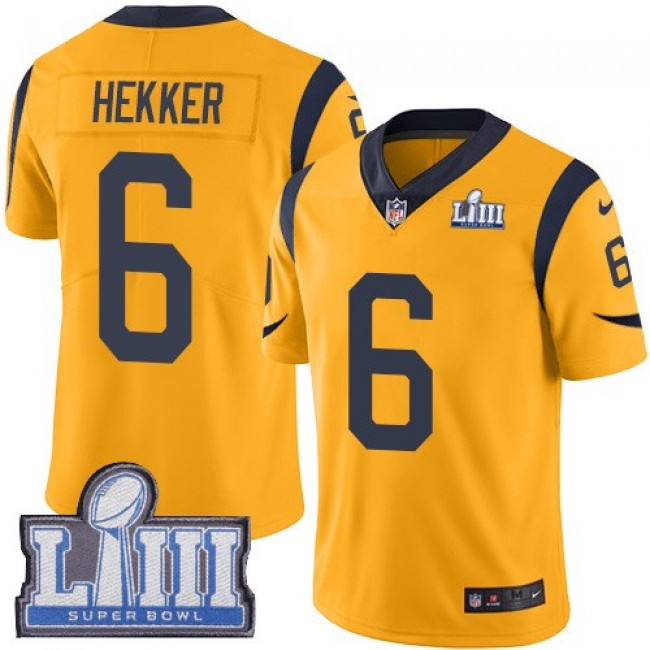 Nike Rams #6 Johnny Hekker Gold Super Bowl LIII Bound Men's Stitched NFL Limited Rush Jersey