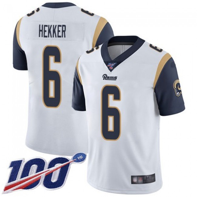 Nike Rams #6 Johnny Hekker White Men's Stitched NFL 100th Season Vapor Limited Jersey