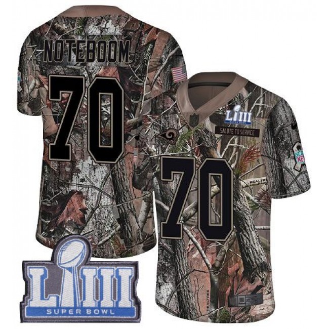 Nike Rams #70 Joseph Noteboom Camo Super Bowl LIII Bound Men's Stitched NFL Limited Rush Realtree Jersey