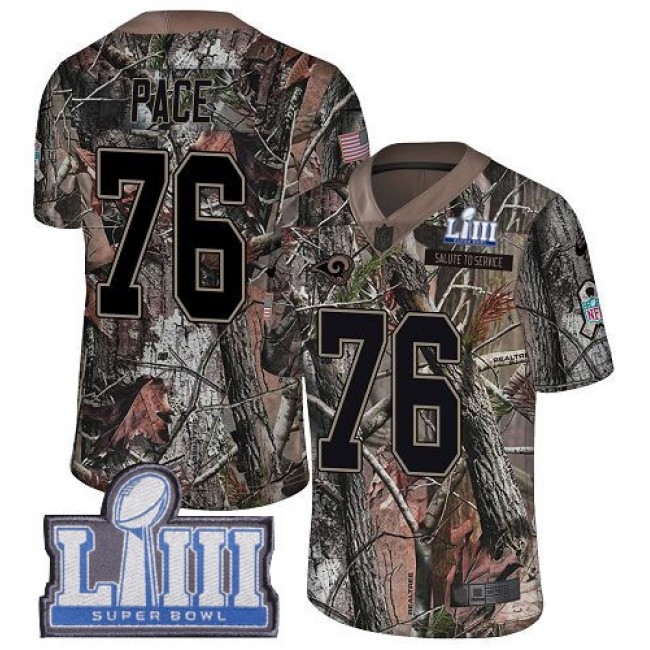 Nike Rams #76 Orlando Pace Camo Super Bowl LIII Bound Men's Stitched NFL Limited Rush Realtree Jersey