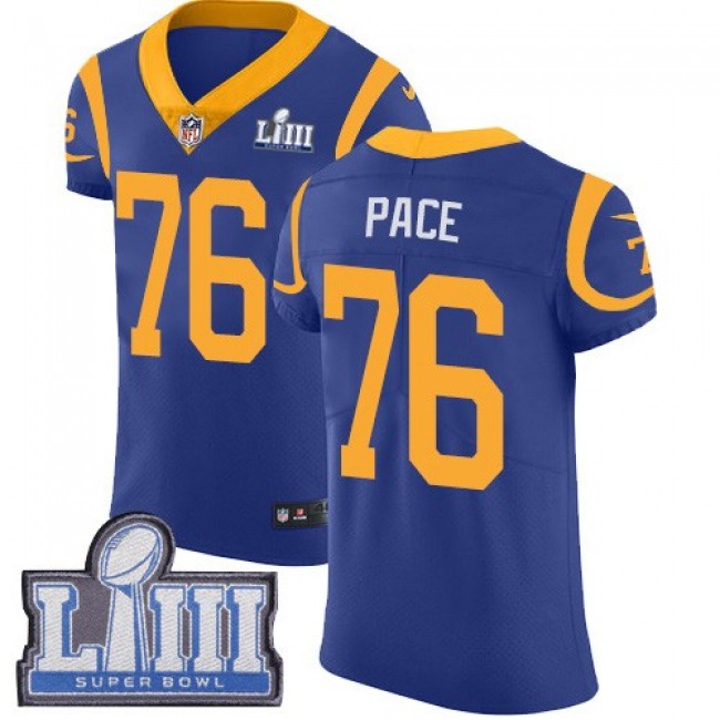 Nike Rams #76 Orlando Pace Royal Blue Alternate Super Bowl LIII Bound Men's Stitched NFL Vapor Untouchable Elite Jersey
