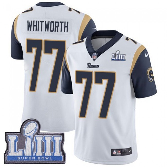 Nike Rams #77 Andrew Whitworth White Super Bowl LIII Bound Men's Stitched NFL Vapor Untouchable Limited Jersey