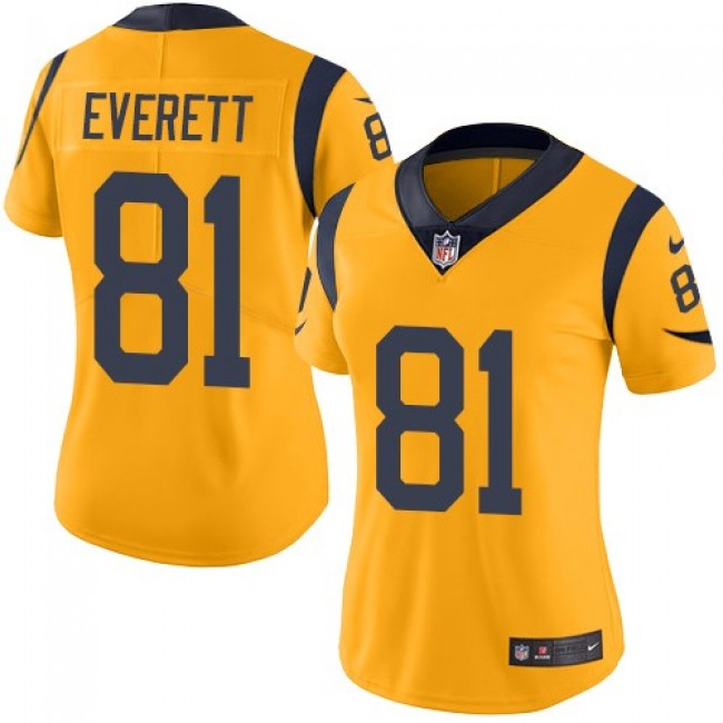 Women's Rams #81 Gerald Everett Gold Stitched NFL Limited Rush Jersey