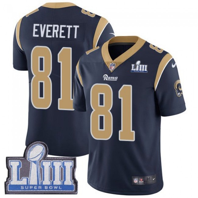 Nike Rams #81 Gerald Everett Navy Blue Team Color Super Bowl LIII Bound Men's Stitched NFL Vapor Untouchable Limited Jersey