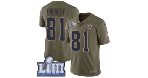 حديقه السويدي #81 Limited Gerald Everett Olive Nike NFL Women's Jersey Los Angeles Rams 2017 Salute to Service Super Bowl LIII Bound بنادول الزرقاء