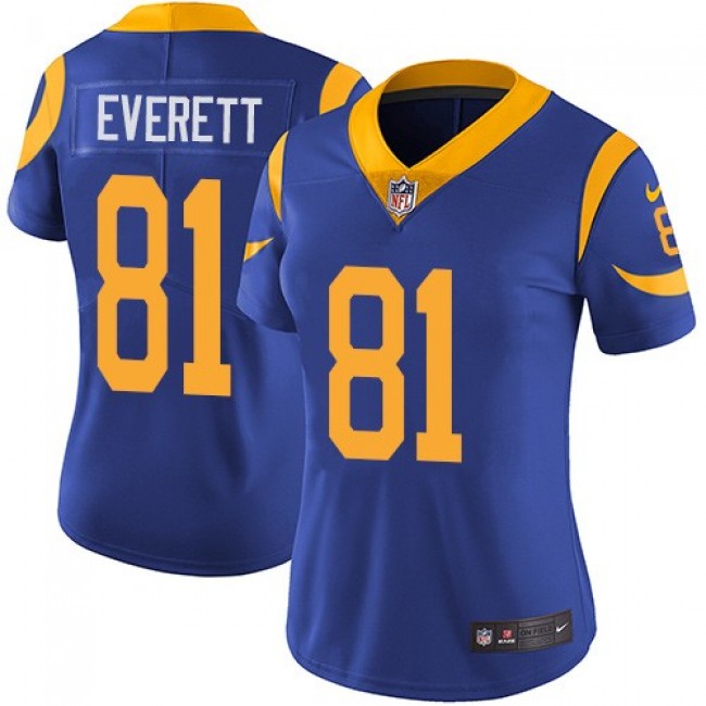 Women's Rams #81 Gerald Everett Royal Blue Alternate Stitched NFL Vapor Untouchable Limited Jersey