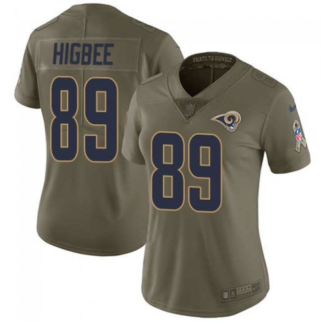 Women's Rams #89 Tyler Higbee Olive Stitched NFL Limited 2017 Salute to Service Jersey