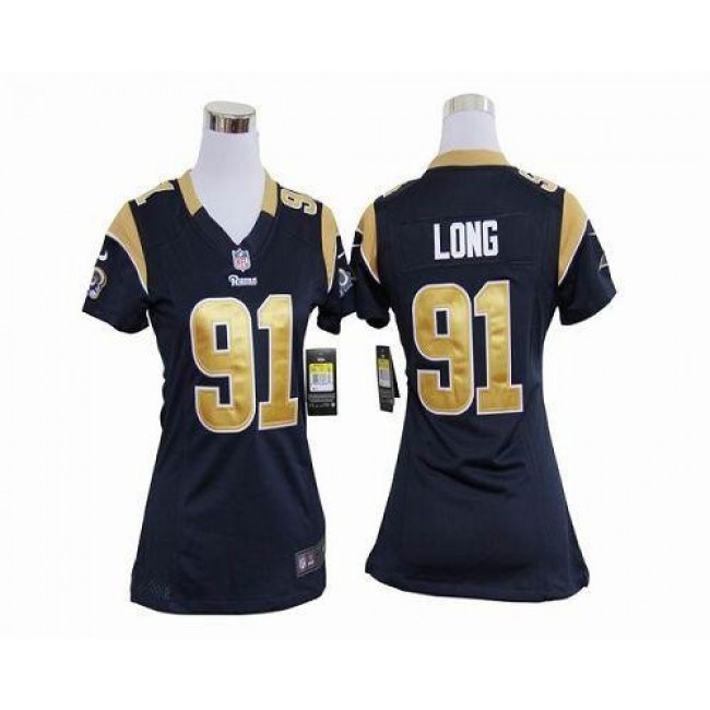 Women's Rams #91 Chris Long Navy Blue Team Color Stitched NFL Elite Jersey