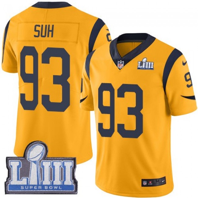 Nike Rams #93 Ndamukong Suh Gold Super Bowl LIII Bound Men's Stitched NFL Limited Rush Jersey