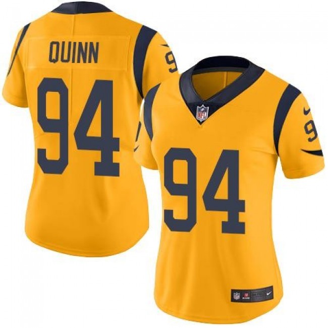 Women's Rams #94 Robert Quinn Gold Stitched NFL Limited Rush Jersey
