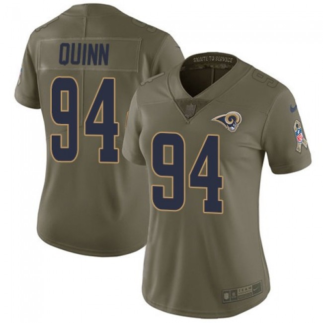 Women's Rams #94 Robert Quinn Olive Stitched NFL Limited 2017 Salute to Service Jersey