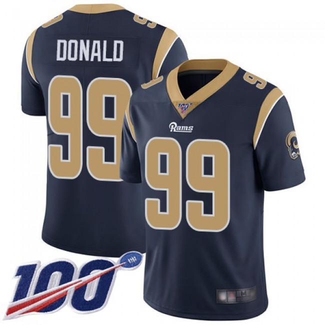 Nike Rams #99 Aaron Donald Navy Blue Team Color Men's Stitched NFL 100th Season Vapor Limited Jersey