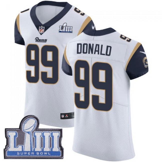 Nike Rams #99 Aaron Donald White Super Bowl LIII Bound Men's Stitched NFL Vapor Untouchable Elite Jersey